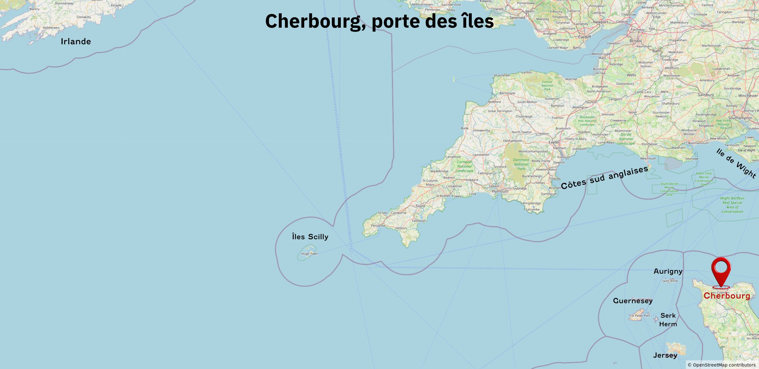 Carte des destinations à la voile